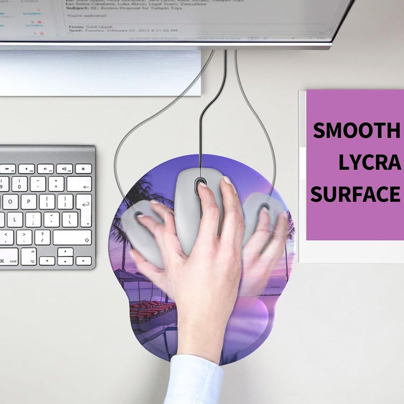 eulps Mouse Pad with Wrist Rest, Comfortable Computer Mousepad with Gel Wrist Support Smooth Surface and Non-Slip PU Base for Pain Relief, Laptop, Office & Home (Mauve Twilight) - Image 5